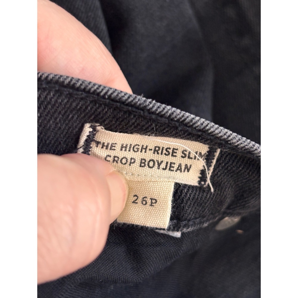 Madewell Womens High-Rise Slim Crop Boyjean 26P Black Raw Hem Minimalist AA923 - Picture 8 of 10